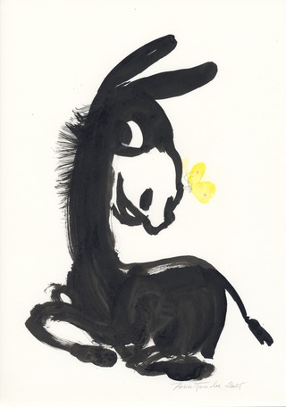 Nosey donkey // ink , acrylics and pencil on paper // sold